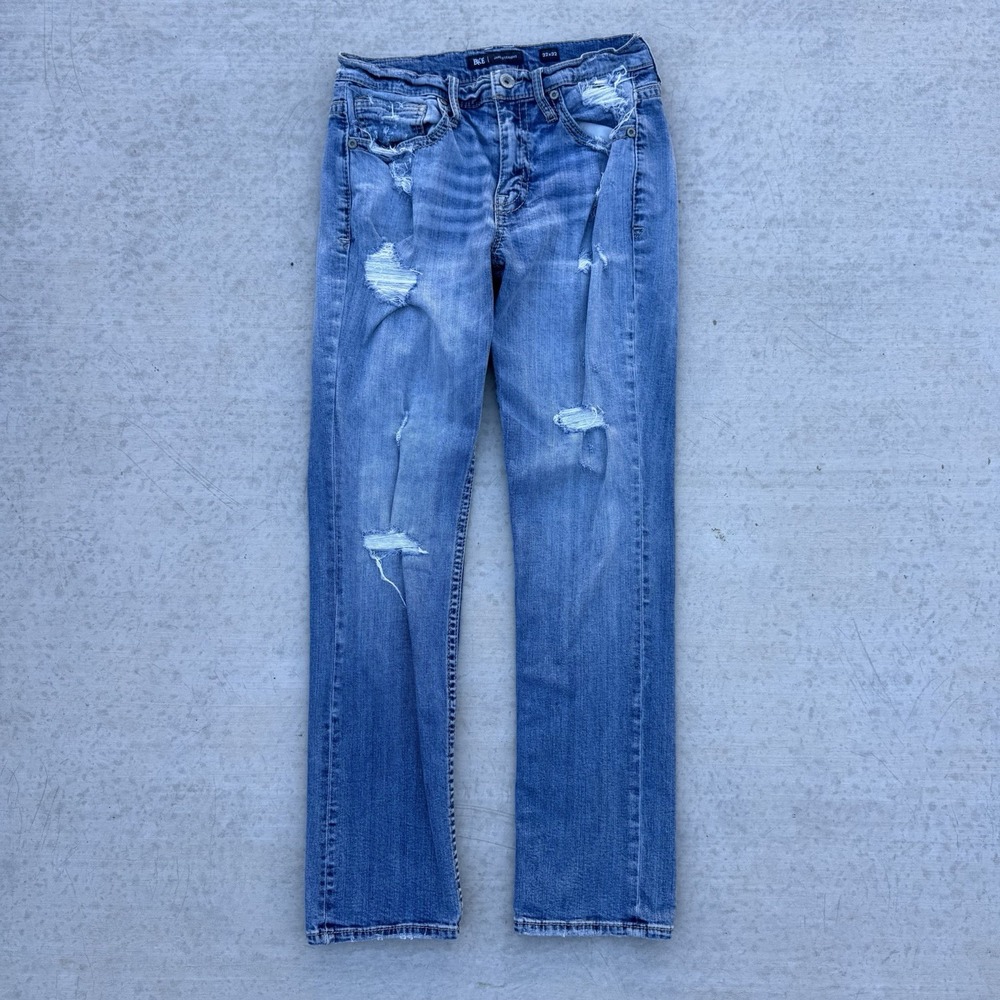 BKE Buckle Jake Mens 32 x 32 Blue Jeans Denim Distressed Straight Faded Western